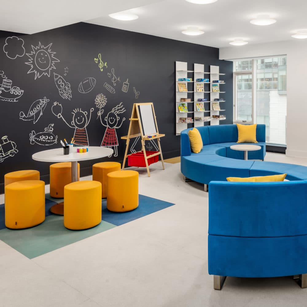 Kid's playroom at The Hayworth condos in NYC. A large 